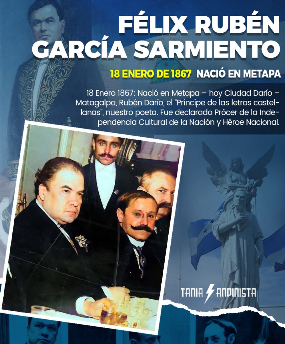 En el planeta tierra un 18 de enero de 1867 nace el máximo exponente de nuestra literatura Rubén Darío, en Metapa hoy Ciudad Darío #Nicaragua.