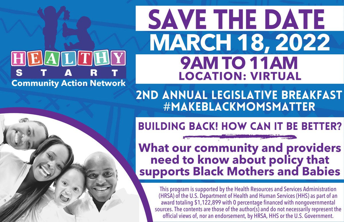HealthyStartPgh's tweet photo. #SaveTheDate for the #HealthyStartPGH Legislative Breakfast presented by our #CommunityActionNetwork βΌοΈItβs all happening on March 18th from 9a to 11aβΌοΈ#MakeBlackMomsMatter https://t.co/FVpCcO8rFd