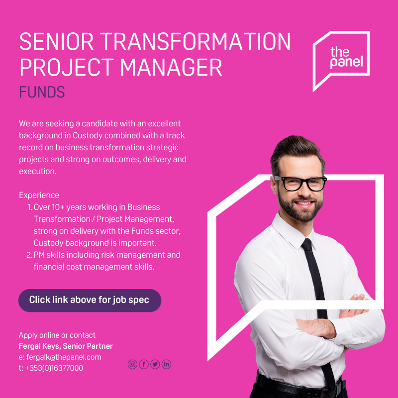 ThePanelDublin's tweet photo. Senior Transformation Project Manager (https://t.co/1vWyiwQ8dp) role currently available with our client in financial services.

For more information contact Fergal at fergalk@thepanel.com

#jobfairy #transformationmanager #businesstransformation #projectmanager https://t.co/xUsRi9ODMk