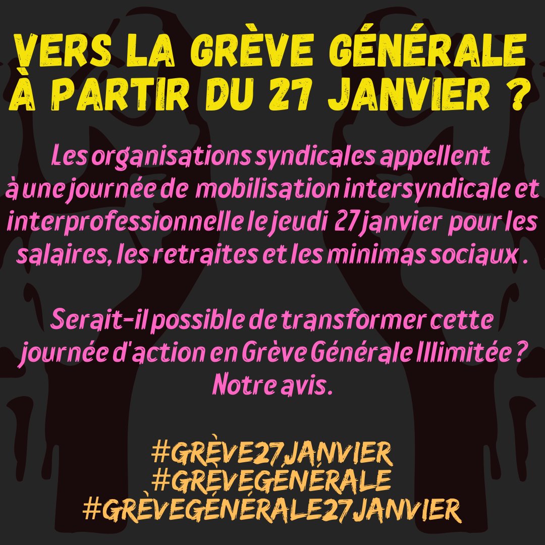AlsaceRevoltee's tweet image. 🔴Vers une grève générale à partir 27 Janvier contre le #PasseVaccinal
et l'augmentation du coup de la vie ?🔴

Transformons la journée de grève interprofessionnel du 27 Janvier en une grève générale illimité ! 

#BruleTonPass 
#Greve20Janvier 
#GreveGenerale 
#IbizaGate