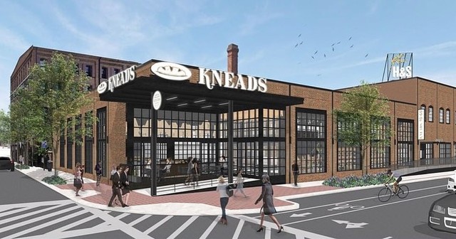 WaterfrontPB's tweet photo. Brand new design for @kneadsbakeshop! 🍞 The bakeshop will fit 150+ seats across the mezzanine, patio, market area, and flex space for private events. 🥖#harboreast #hsbakery #baltimore https://t.co/7keSEvvlqt