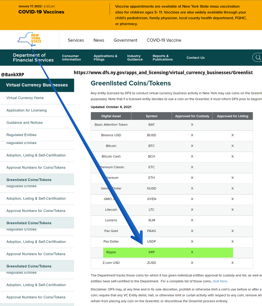 XRP is Listed under the New York Pre-Approved list for Custody.
New York Regulator Greenlists 14 Cryptocurrencies, XRP is approved for Custody
dfs.ny.gov/apps_and_licen…