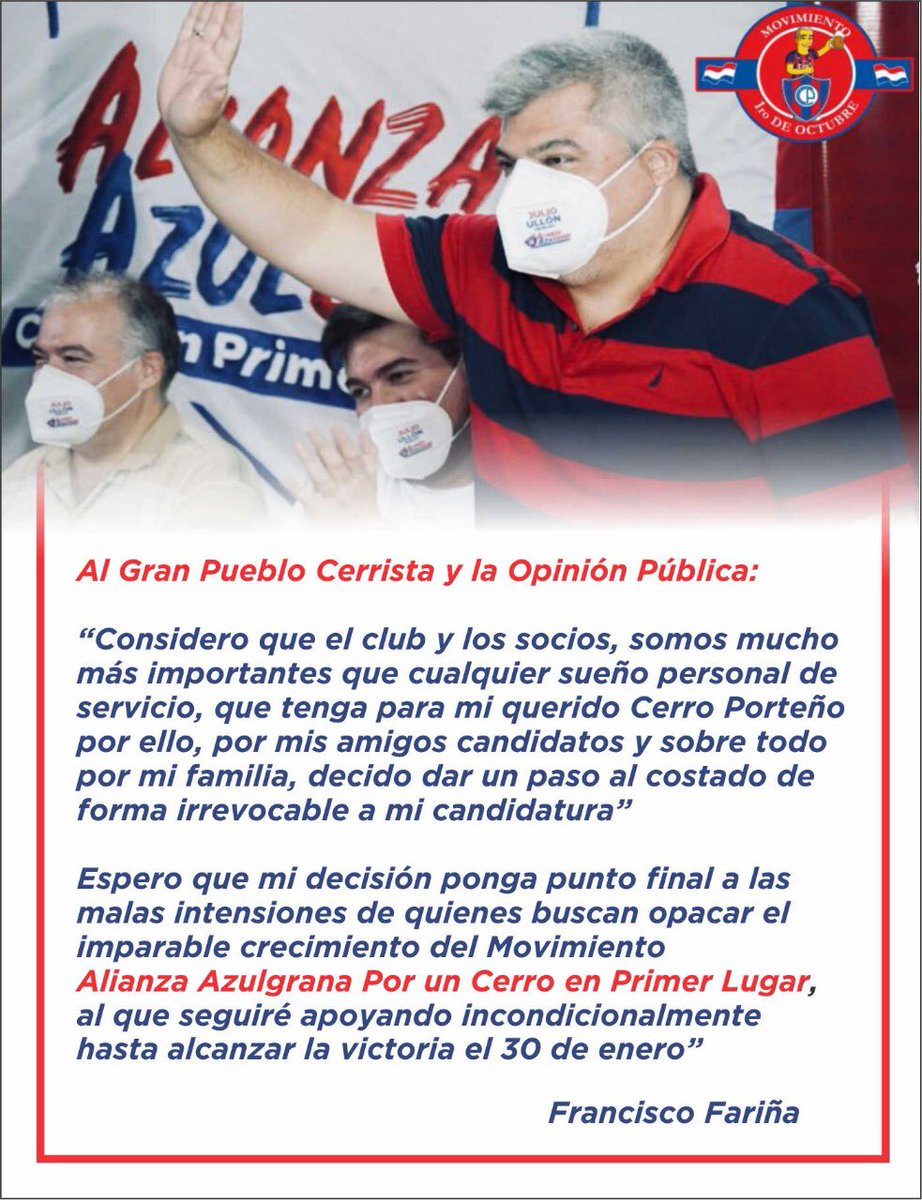 “Un gran logro usualmente nace de un gran sacrificio, y nunca es resultado del egoísmo.”
Viva el Ciclón de Barrio Obrero 🔵🔴🌪