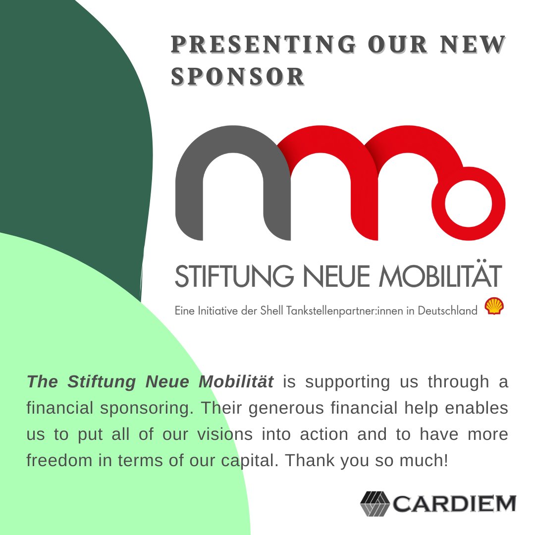 TCardiem's tweet photo. GOLDSPONSOR
Moin Leute!
Heute möchten wir euch unseren neuen Finanzsponsor "Stiftung Neue Mobilität" vorstellen. 
Wir danken der Stiftung herzlich für den Support!

#stiftungneuemobilität #createdwithcanva  #formel1inderschule  #shell #f1inschools #team #neuemobilität #formel1 https://t.co/hwezP7GnIH