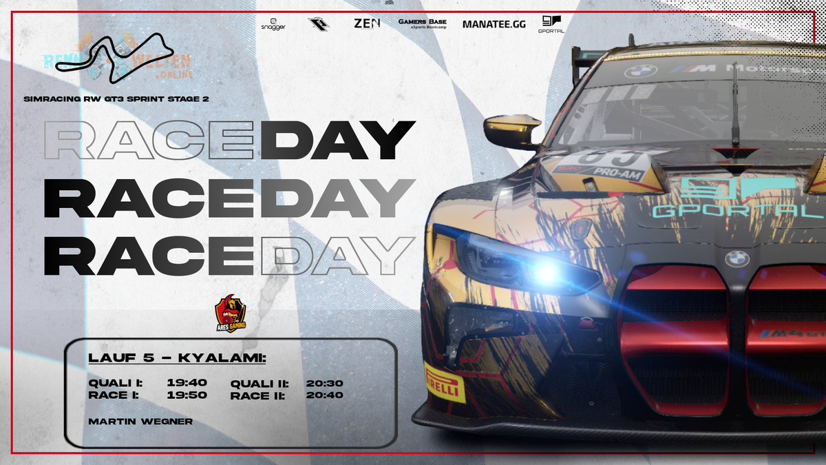 AresGamingDE's tweet photo. - Raceday -

Auch für @Eisbaer_81 neigt sich die GT3 Sprint - Stage 2 dem Ende entgegen.

https://t.co/c3B66mcQM1 🎦

Um 19:40 Uhr finden sich die Fahrer auf Kyalami 🇿🇦 ein.

#AhuAres 🏎️ https://t.co/nPfrhyR5ib 🏎️ #AresArmy https://t.co/arVW73cryW