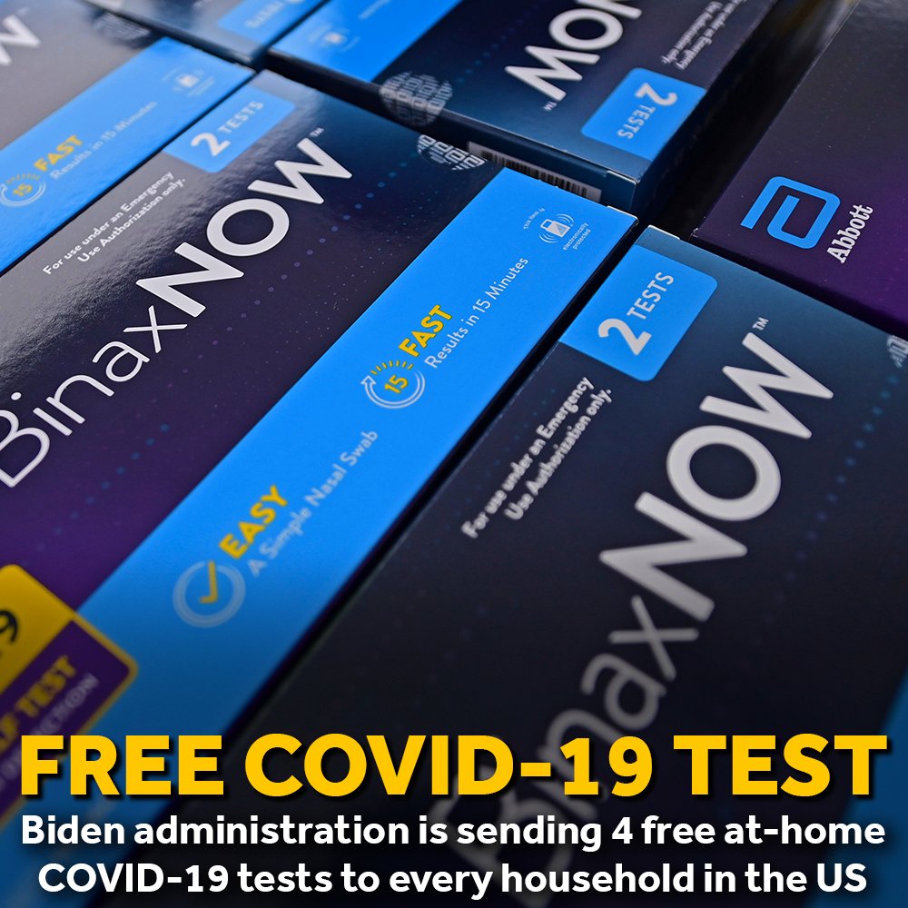 ksbw's tweet image. FREE TESTS | The federal government's test website, COVIDtests.gov, is now live. You can get four tests per household. They are expected to be mailed out seven to 12 days after your order.
bit.ly/3rxcSAz