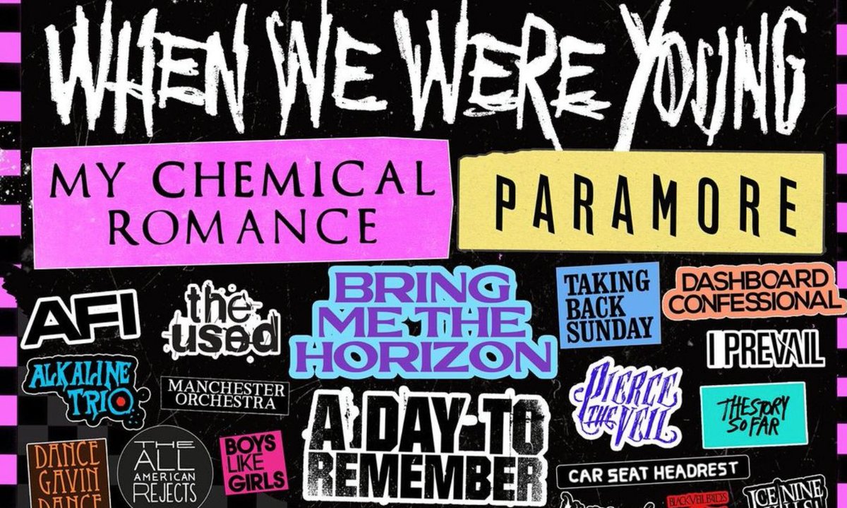 rocksound's tweet photo. When We Were Young Fest have just revealed what might be the best festival line-up of all time.

Seriously, this is real. https://t.co/l0aiYrwt3o https://t.co/LsMKojrkqL