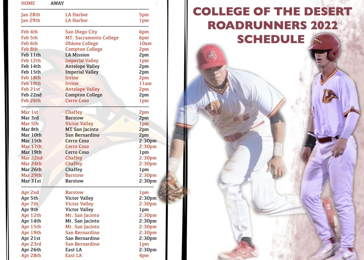 KrossProBB's tweet photo. 🚨SCHEDULE RELEASE🚨

Proud to announce our 2022 Springs schedule!

GO ROADRUNNERS🔥⚾️ https://t.co/FMyIu9nfxr