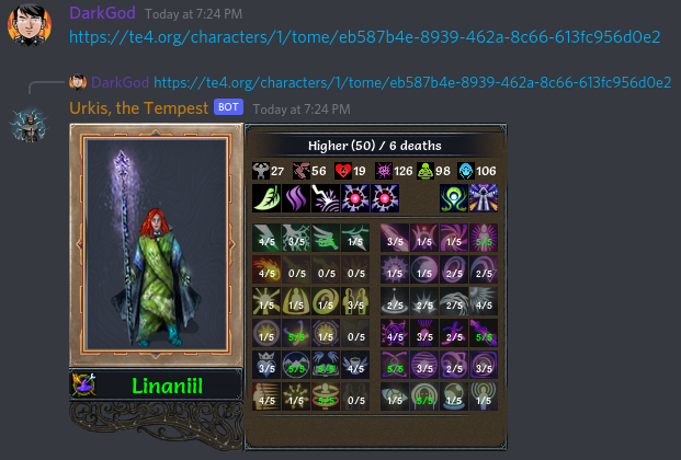 darkgodone's tweet photo. So today on @TalesOfMajEyal discord server I've upgraded my bot to do that :) https://t.co/QD02EfFQdI