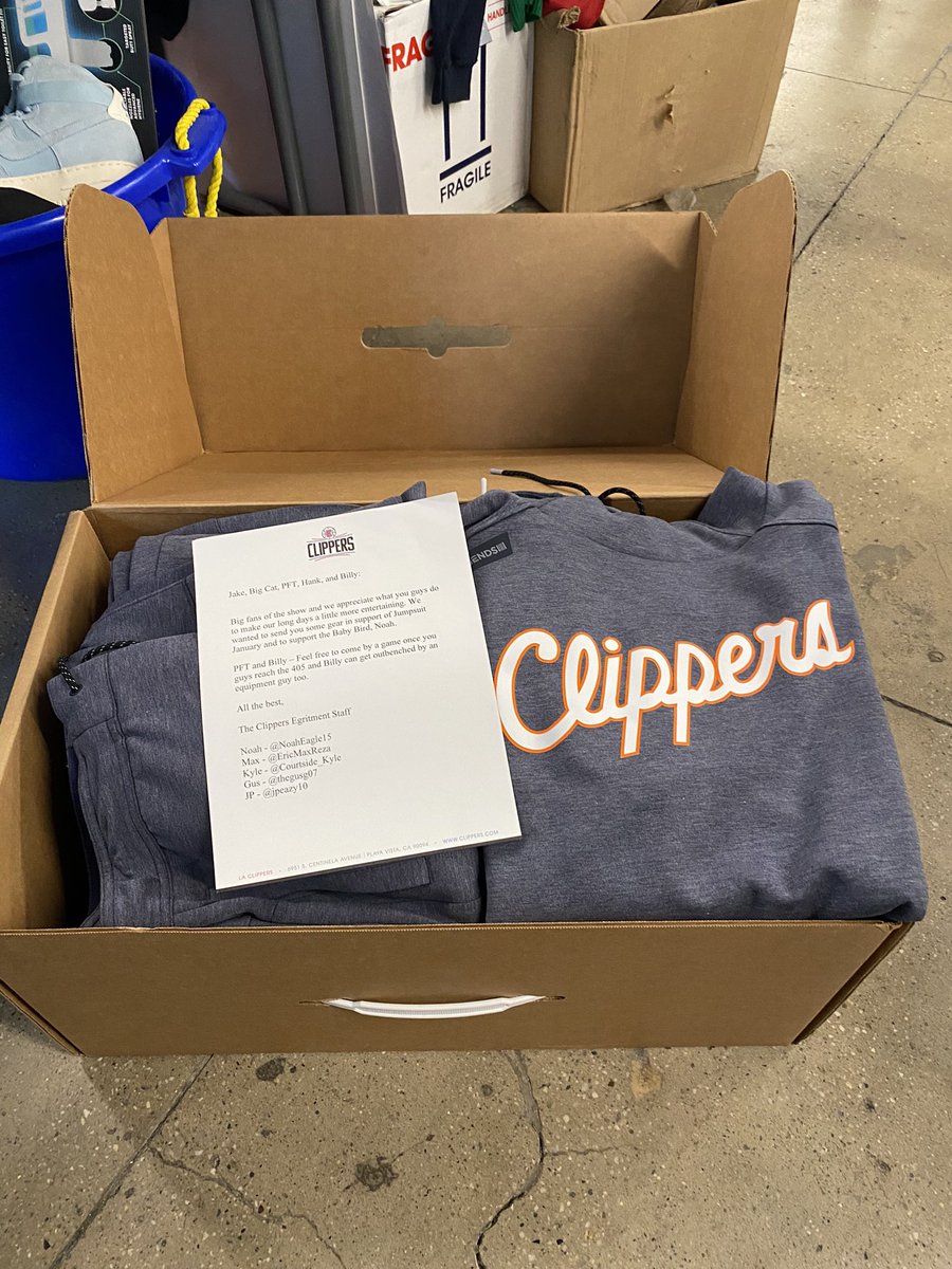 Huge thanks to the <a href="/LAClippers/">LA Clippers</a> Egritment Staff for the jumpsuits!

<a href="/NoahEagle15/">Noah Eagle</a> @EricMaxReza <a href="/Courtside_Kyle/">Kyle Rohde</a> <a href="/thegusg07/">Gus Macker</a> <a href="/jpeazy10/">JP Cadena</a> 

#JumpsuitJanuary