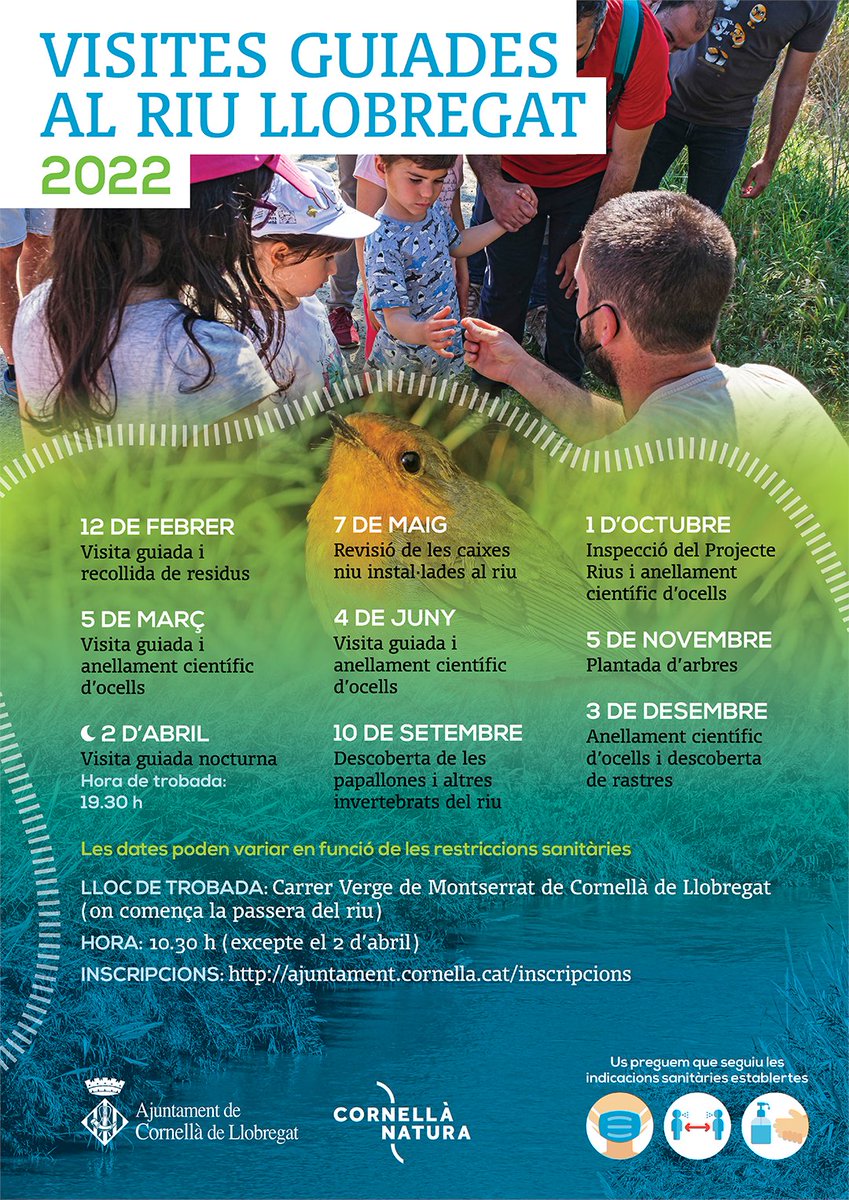 natuscornella's tweet photo. Ja tenim el calendari de visites guiades al riu Llobregat del 2022 que organitzem amb l'Ajuntament de Cornellà!
Us hi esperem! https://t.co/e6bGEtPKBd