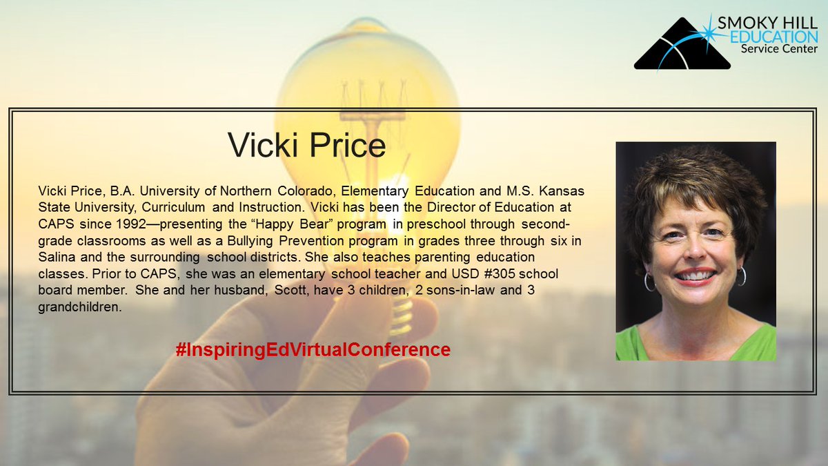 JayeDitter's tweet photo. Join Vicki Price for an overview of the program:
Happy Bear - A sexual abuse prevention program at our Inspiring Ed Virtual Conf. These programs are crucial to our childrens safety and wellbeing. Register at: https://t.co/BraYOQtU17
#inspiringedvirtualconference @SmokyHillEd https://t.co/6RTOlyY586