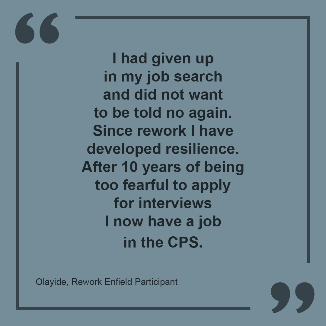 Starting on 3rd February, we are running a 6-week course online, to get people back into work. Re-Work is a free employment support programme designed to work with those who are unemployed. If you would like to sign up, please contact: info@reworkenfield.com