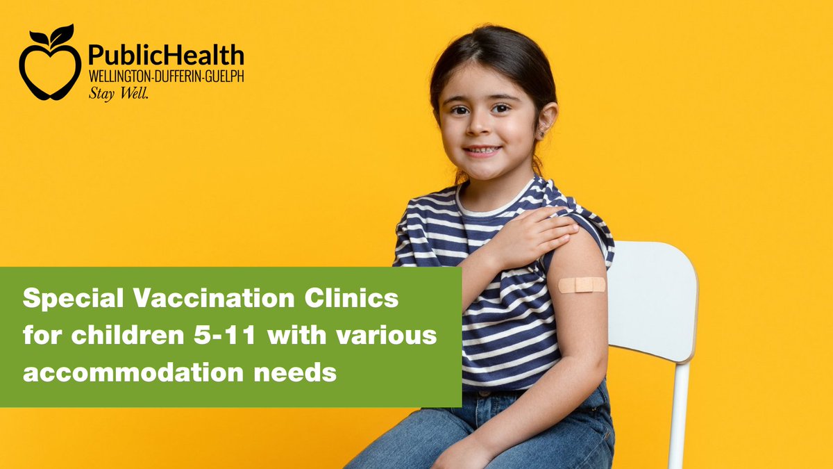 WDGPublicHealth's tweet photo. WDG Public Health, in partnership with KidsAbility and Dufferin Child and Family services, offers special COVID-19 vaccination clinics for children age 5-11 with various accommodation needs, including low sensory/quiet spaces. For more info, visit https://t.co/hq95w79Rkc https://t.co/jvfkX4H4Sn