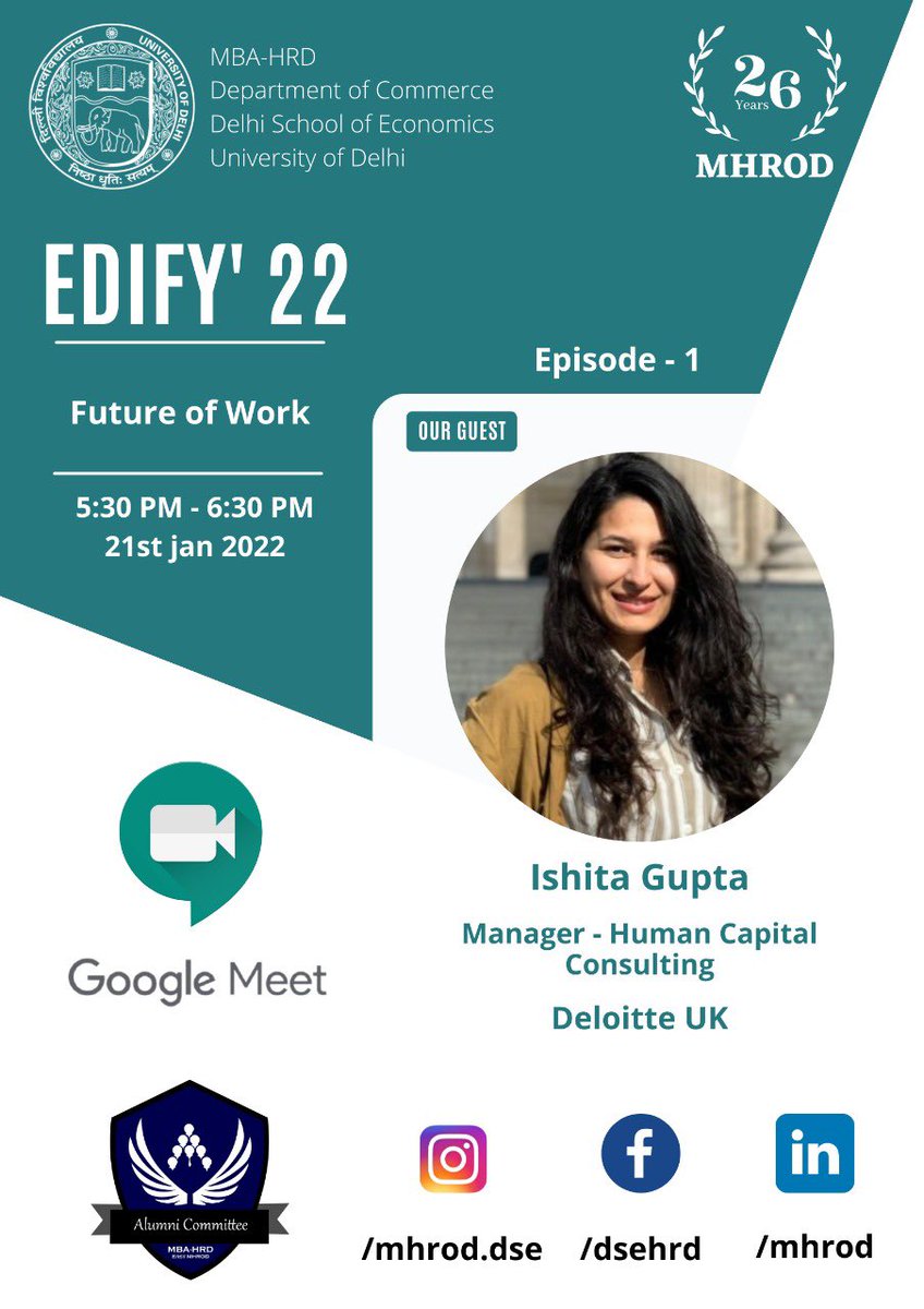 mba_dse's tweet photo. “The future of work isn’t about displacement of work by machines but rather has more to do with restructuring of the human skillset.” 

Join us to explore this perspective further with Ms. Ishita Gupta (Manager- Deloitte) alumna of the 2012 batch. #DU #DSE #MBA #HR https://t.co/7el1p6CRU2