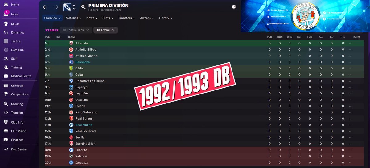 MadScientistFM's tweet photo. La Liga in the 1992/93 DB for FM22
Who'll win the title in the first season ❔
#199293DB #FM22 #Spain1992 #RealMadrid1992 #Barcelona1992 #classicdatabase https://t.co/4fXp44P8WX