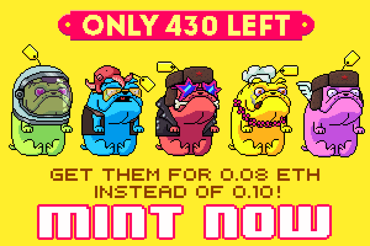 bulldroids's tweet photo. 🔥 Only 430 Bulldroids left on 6000 to SELL OUT!
Grab a first Generation Bulldroid! 🔥

🦴 https://t.co/nvOOaIFkaf

#P2E #Minting #NFTs https://t.co/OROhkX0ZUl