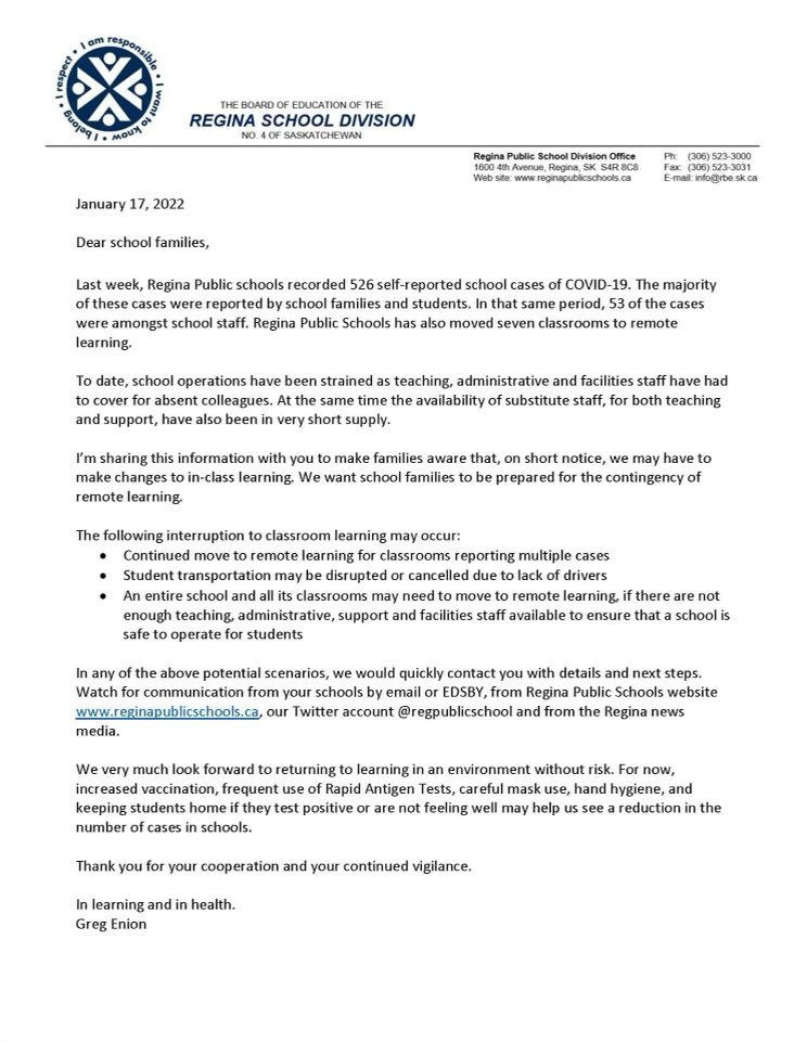 Yesterday, we shared this letter with all school families. It’s important that we keep school families informed.