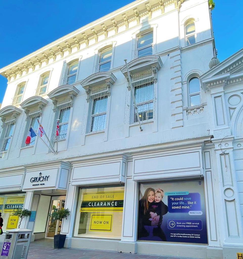 Thank you to @degruchyjersey for supporting our #cervicalscreening #dontputitoff campaign with this eye catching window as a great reminder! Please book your cervical screening 💜🌟
