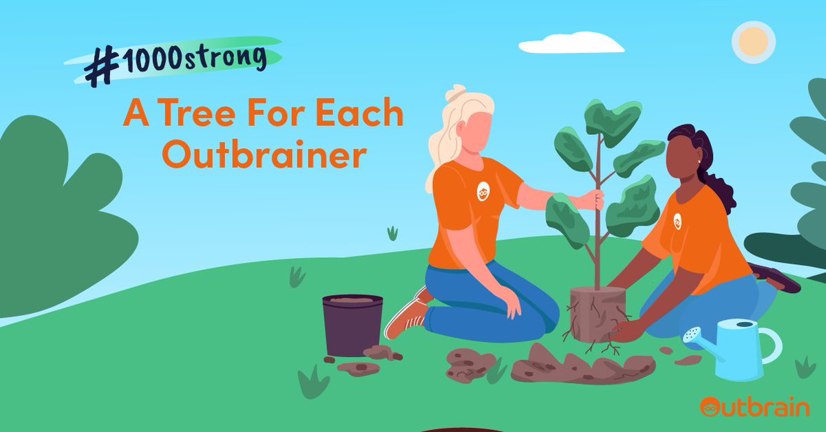 Outbrain's tweet photo. Excited to announce that we are 1000 employees strong across the globe! To celebrate we are planting 1000 trees & launching our Outbrain Forest! Cheers to everyone who has shaped Outbrain into who we are today: https://t.co/xGOqEgL0wx
#LifeAtOutbrain #OneOutbrainerOneTree https://t.co/zSYIwVOyqs