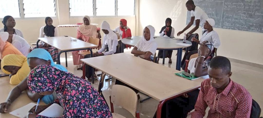 GirlsPrideGam's tweet photo. Distance could be a major factor for some women and girls when it comes to getting access to sanitary products. Our team visited some female students who live in Gambia College Basse campus in URR. They were trained on MHHM and provided with reusable pads. @gymobilization https://t.co/tWEQcvmHM4