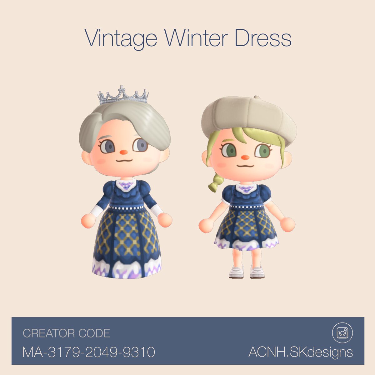 Vintage Winter Dress 💙💫✨

Original design by <a href="/surume050505/">fouatons</a> 

#ACNH #ACNHDesign #ACNHDesigns #ACNHfashion #acnhpatterns #AnimalCrossing #AnimalCrossingDesigns #AnimalCrossingNewHorizon #마이디자인 #マイデザイン #マイデザ