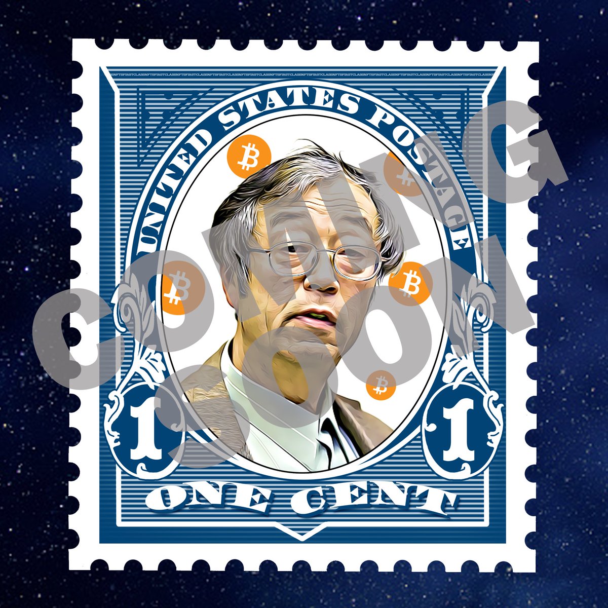 Reveal four! The next member of ‘The 1¢ Collection’ the man, the myth, the legend… “Satoshi Nakamoto” himself!😉 #bitcoin #NFT #NFTdrop #OpenSea #emoon