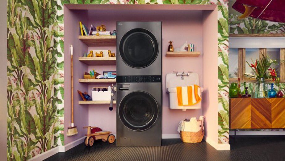 Start small(ish) on the 2022 remodel with a 3 step laundry room reset: 
1.Replace your old washer &amp; dryer with a WashTower
2.Add open shelves or cabinets in the newly available space
3.Make the space pop with vibrant paint or wallpaper  
#NewYearReset #LGUS <a href="/LGUS/">LG Electronics</a> #LGFam