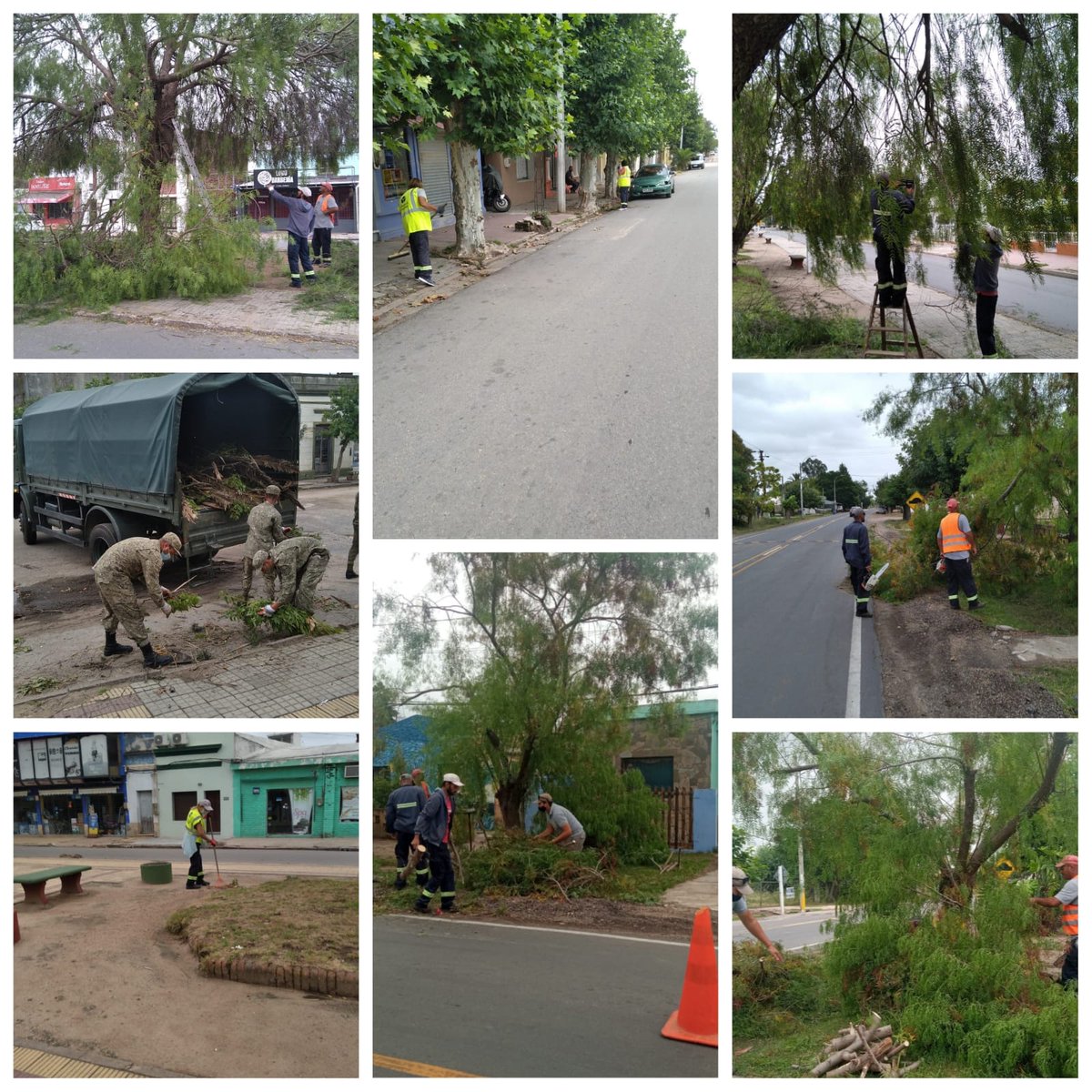 Municipio_SR's tweet photo. Luego del temporal que afectó la ciudad, continuamos trabajando junto a la Cuadrilla de la Cooperativa local, Funcionarios Municipales, integrantes de Jornales Solidarios y del Ejército Nacional (Reg. Caballería N° 6). https://t.co/4HRNbeym0j