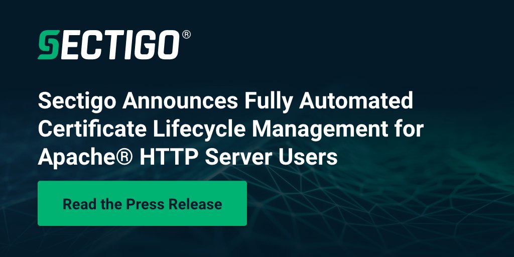 Sectigo announced today an integration for users of the open-source web server software Apache HTTP Server. Our developers worked with the Apache community to augment this advanced automation capability in Sectigo Certificate Manager. Learn more: sectigo.com/resource-libra…