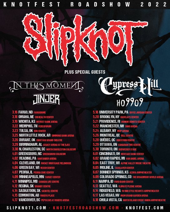 Roadshow Christmas Tour 2022 Slipknot Announce Knotfest Roadshow 2022 Tour Dates