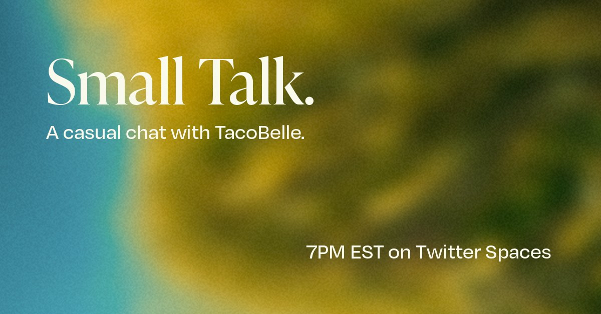 Doing something that scares me today - but I want to chat &amp; get to know more female/gender diverse creators in the NFT space. 

Join me for a Twitter Spaces at 7pm EST for a chat about art, nfts &amp; everything in between with  @tacobelle______ 💛 
x.com/i/spaces/1yNGa…