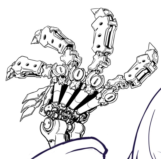 線画と塗った後 