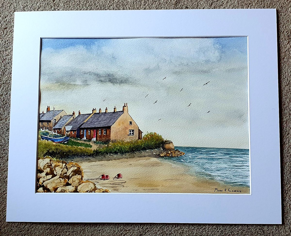 Cottages with a moody sky. Inspired by the Turner of the North @charlesevansart. Enjoying using watercolour & feeling more confident with it. #Watercolour #beach #england #moodysky #fun 👍🖌😊