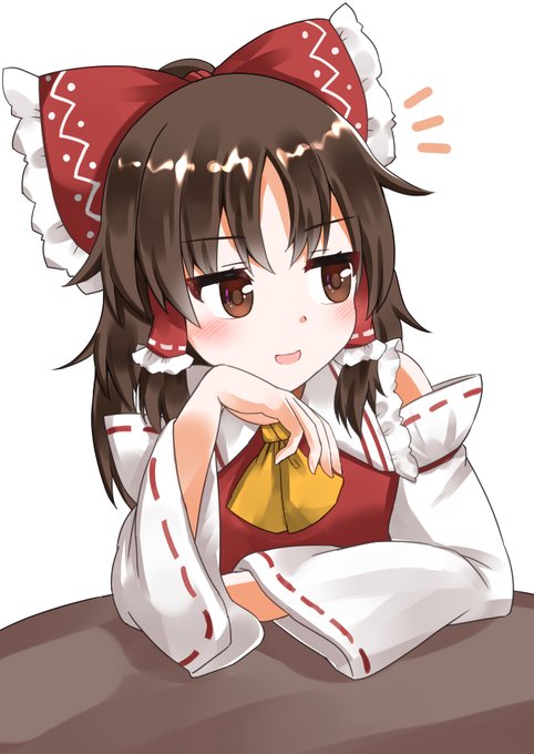 魔理沙の話を軽く聞いてる霊夢
「HAHAHA」 