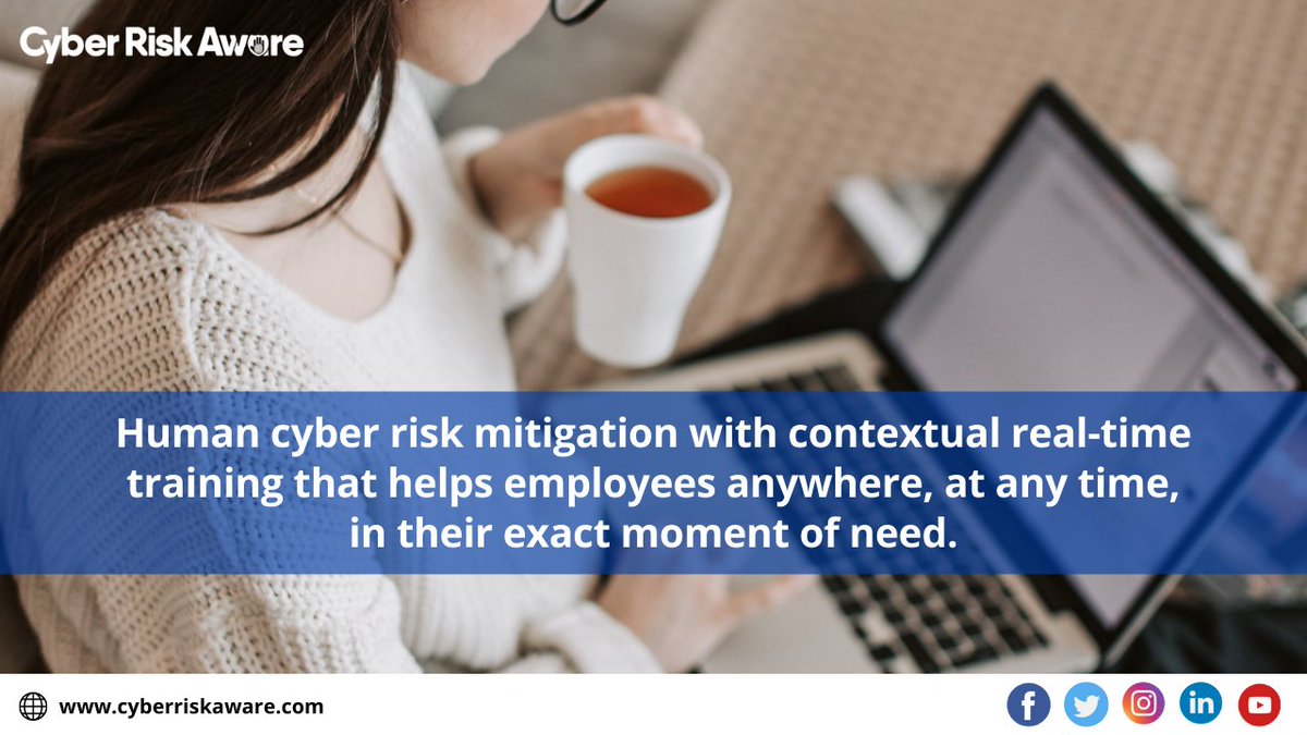 Cyber Risk Aware is revolutionising successful #humanrisk mitigation with our #realtime training solution that helps employees in their exact moment of need.

Demo our unique real-time technology: bit.ly/3fvdUbd

Monthly newsletter sign up: bit.ly/CRAnews21