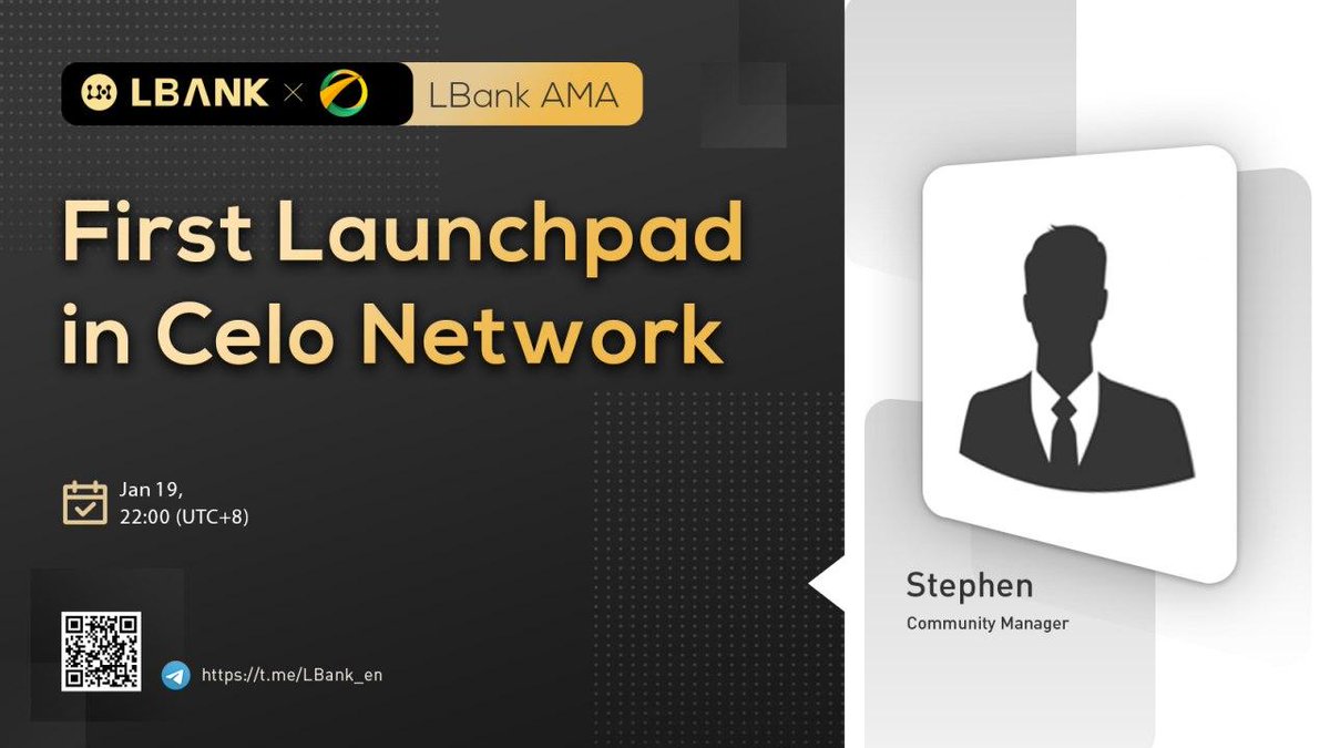 LBank_Exchange's tweet photo. We’re so excited to invite Stephen to join AMA at 10 PM (UTC+8) on Jan 19

❤Join our Telegram to ask @CeloLaunch everything and win more rewards: https://t.co/3UkM4ZOx3v
❤Follow me &amp; @CeloLaunch 
❤RT &amp; Like &amp; Tag 3
❤️Comment &amp; fill https://t.co/RXC6lpkcfJ

#AMA #giveaway https://t.co/6JZ32bT6Rp