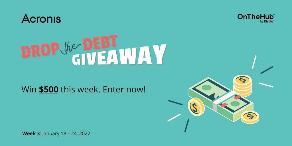 OnTheHub's tweet photo. This week we are featuring Acronis in the #DropTheDebt. Thank you to @Acronis for sponsoring this week’s giveaway. Enter now for your chance to win $500!
👉 Enter today https://t.co/WolYcGEDO3
.
.
#cgg2022 #onthehub #onthehubestore #giveaway https://t.co/dyJAJrFU39