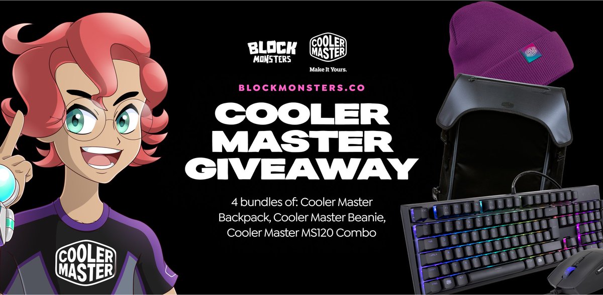 Block_Monsters's tweet image. #BlockMonsters x @CoolerMaster Giveaway! 🤩

Together with Cooler Master we are giving away 4 CM bundles! Which contain: a Beanie, Backpack, MS120 Keyboard + Mouse!

How to participate?
Follow: @Block_Monsters &amp;amp; @CoolerMaster
Like + Retweet
Tag 2 people in the comments!

$MNSTRS