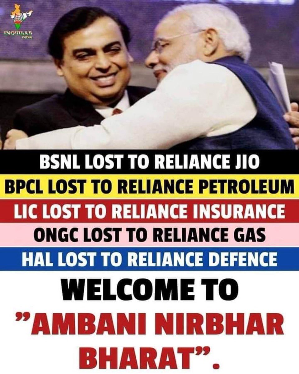 sreenshri's tweet photo. How domestic competitors are eliminated to favor Reliance group of companies while helping create a monopoly!! In Ambani Nirbhar Bharat  no one else survives, including the Indian Economy in the long run!! #TelecomJioScam https://t.co/3q8DbYDRpC