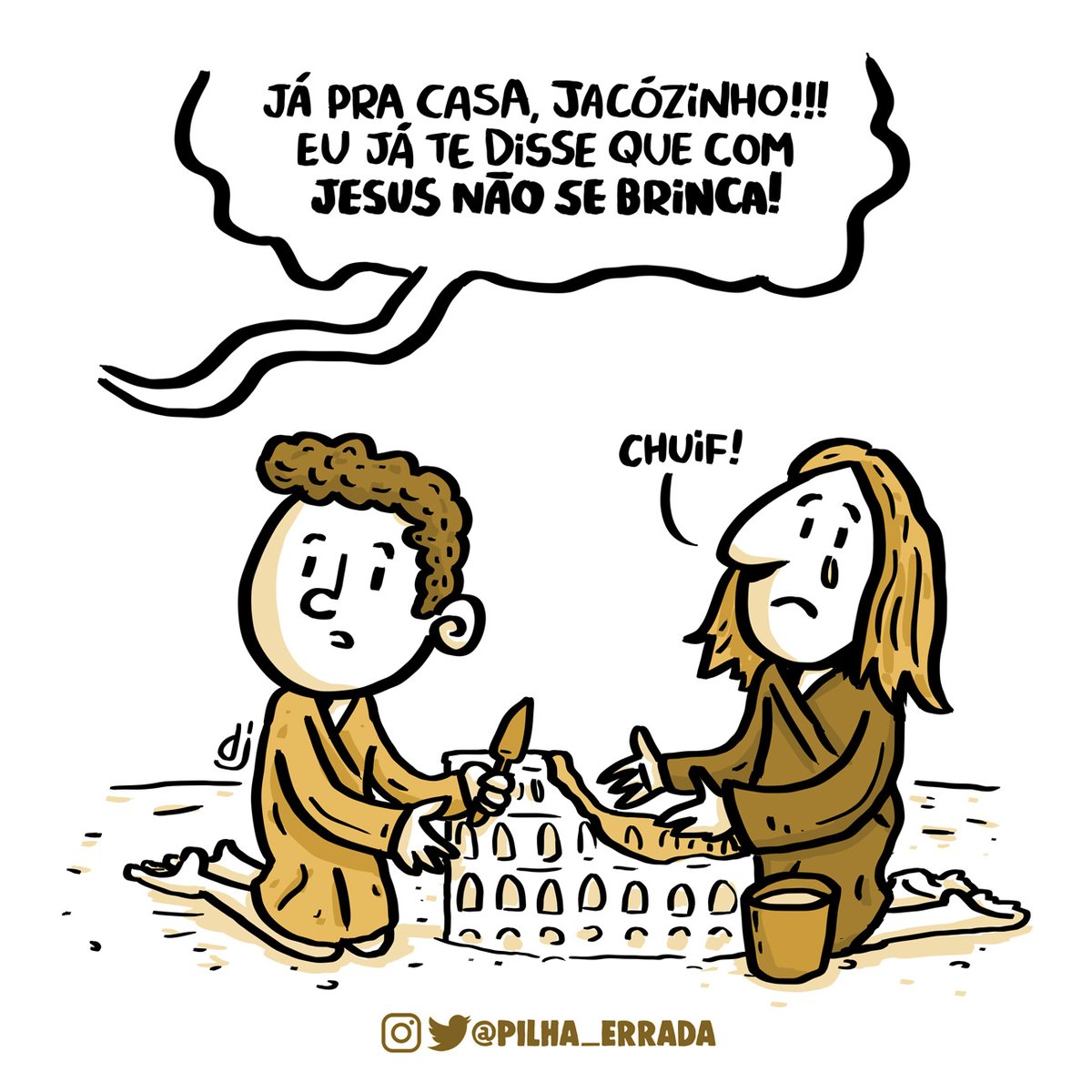 Juro por Deus que é a última vez. 
#cartum #cartoon #cartoonart #comic #comicart #humor #pilhaerrada #naosebrinca