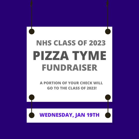 We're having a fundraiser at pizza tyme TOMORROW, Wednesday, January 19th. Go and support our class!