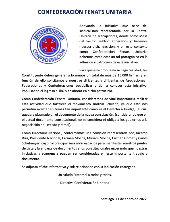 CONFEDERACIÓN FENATS UNITARIA (@fenats_unitaria) on Twitter photo 