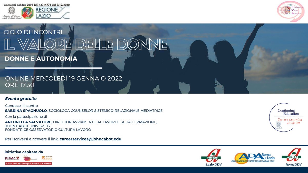 👉 #TOMORROW: online at 5.30 p.m.!
📧 RSVP: careerservices@johncabot.edu

#womanempowerment #webinar #careerdevelopment