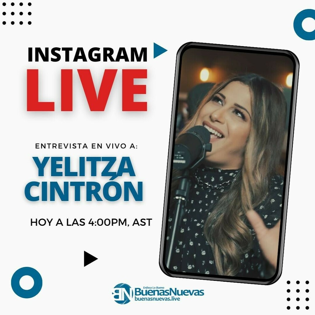 BuenasNuevasLiv's tweet photo. No te pierdas hoy a las 4:00PM la entrevista en vivo que le haremos a @yelitzacintron por #instagramlive nos hablará de su más reciente lanzamiento, y próximos planes. CONECTATE...
#buenasnuevas #escenariomusical #yelitzacintron https://t.co/My13hHBrgT https://t.co/gcAN1wS892