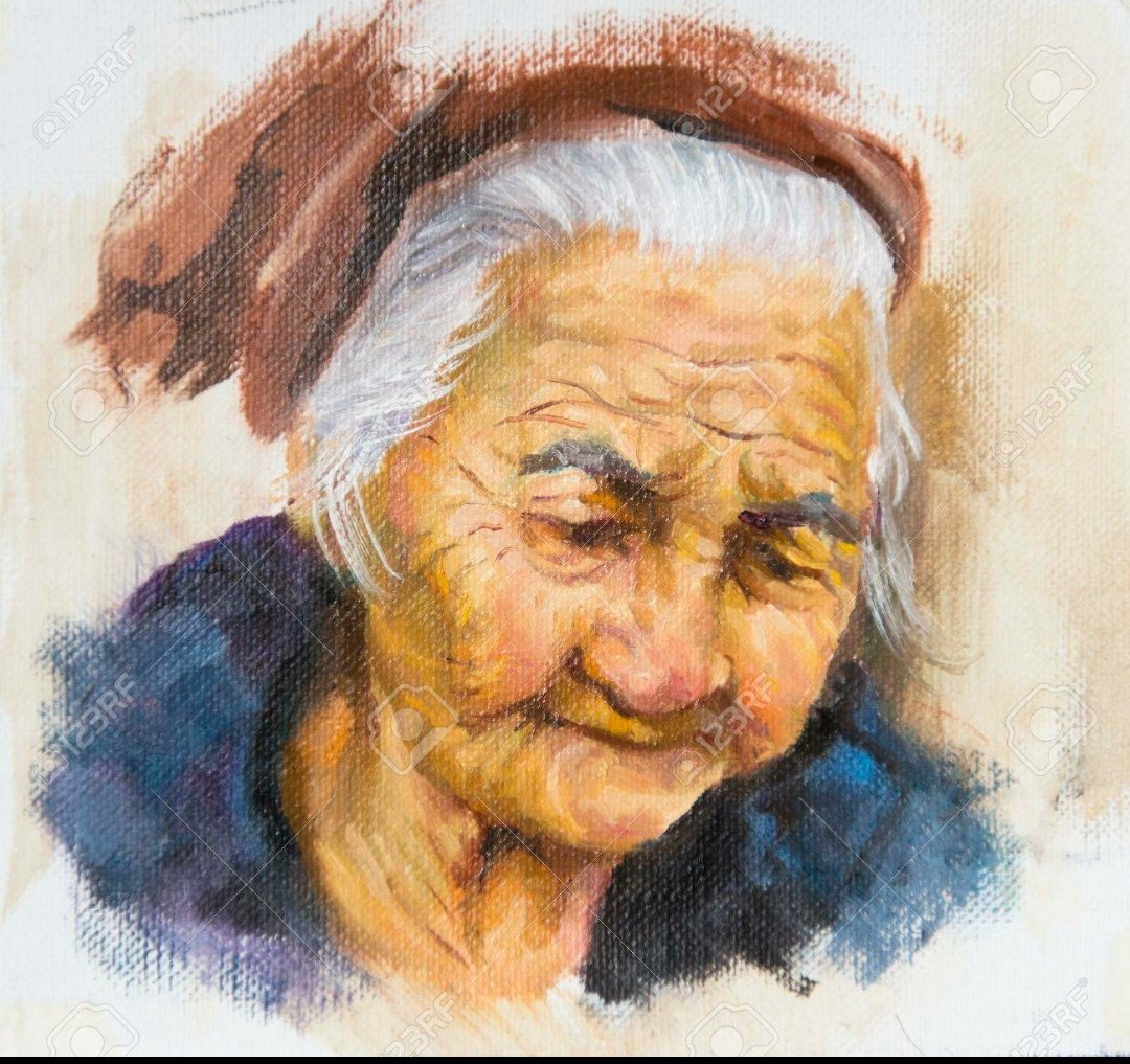 Старушка картина маслом