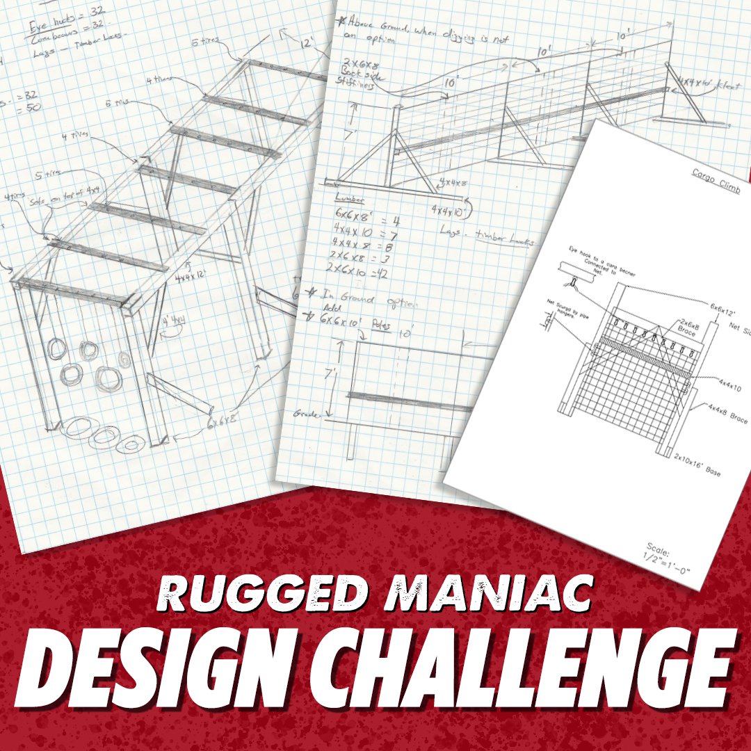 Introducing the Rugged Maniac Obstacle Design Contest! We’re putting a call out for drawings, sketches, stick figure doodles, and more to become our next obstacle. Plus, the winning design will be eligible for an ultimate grand prize. Learn more here: bit.ly/RMObstacleCont…
