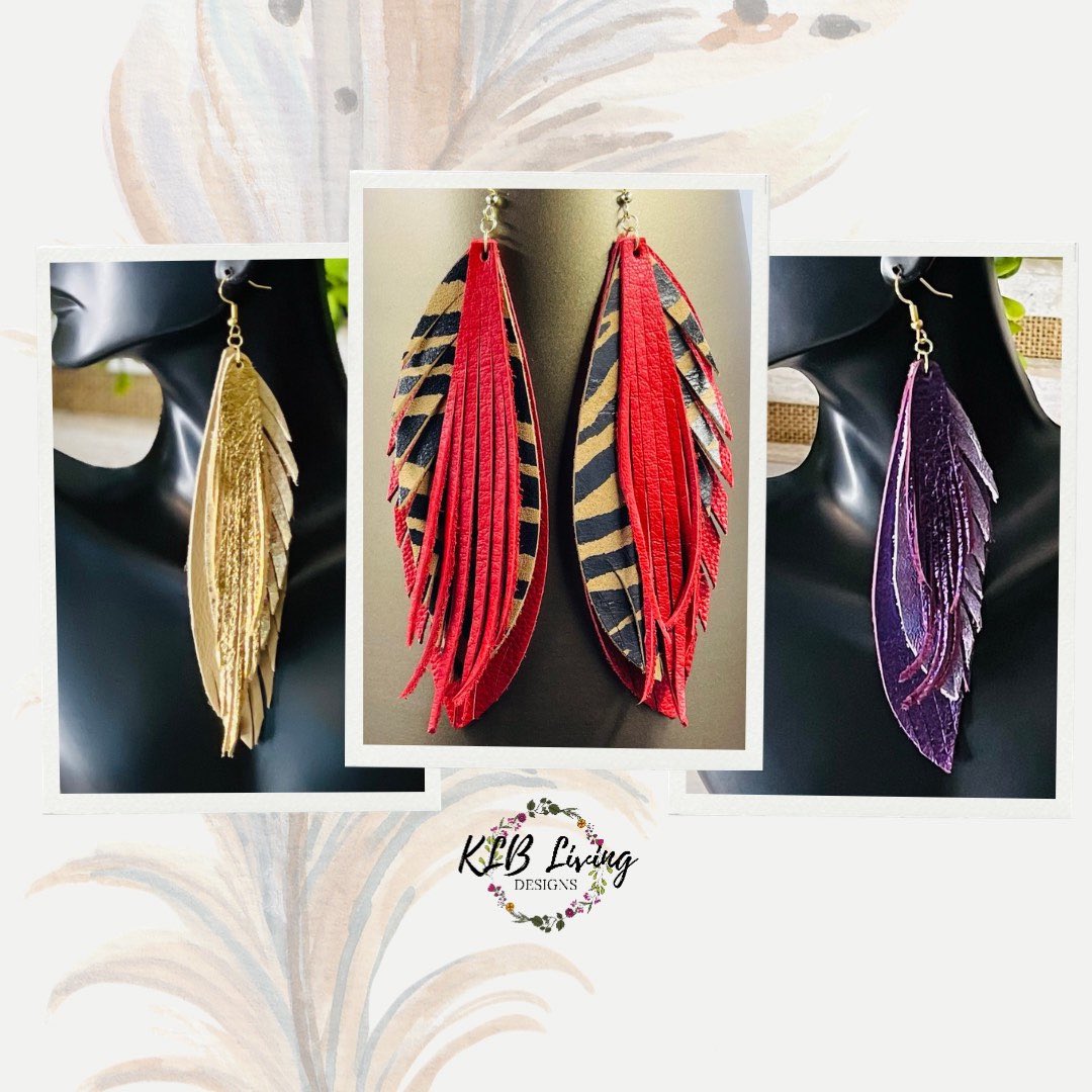 Excited to share this item from my #etsy shop: Long Leather Boho #Earrings for Women | Zebra | Gold | Purple etsy.me/3GHaCgv