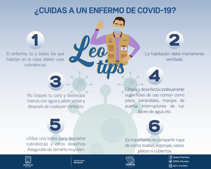 HnmMorelos's tweet photo. #LeoTips | ¿Cuidas a una persona positiva a #COVID-19? Es importante que sigas las indicaciones sanitarias. Si necesitas atención médica ingresa: https://t.co/2mIRG96mU3.
Más información: https://t.co/8TMBadUHAi.
¡Me cuido, te cuido, nos cuidamos todos! https://t.co/Duqlpfv84z
