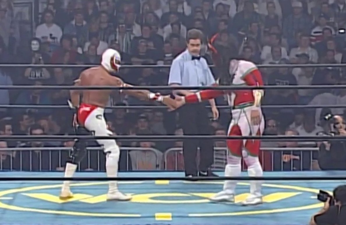 Mike Straw Rey Mysterio S Starrcade 96 Attire Will Apparently Be A Part Of Wwe2k22 Hopefully That Means Liger Is In The Game And We Get To Play This Match Out